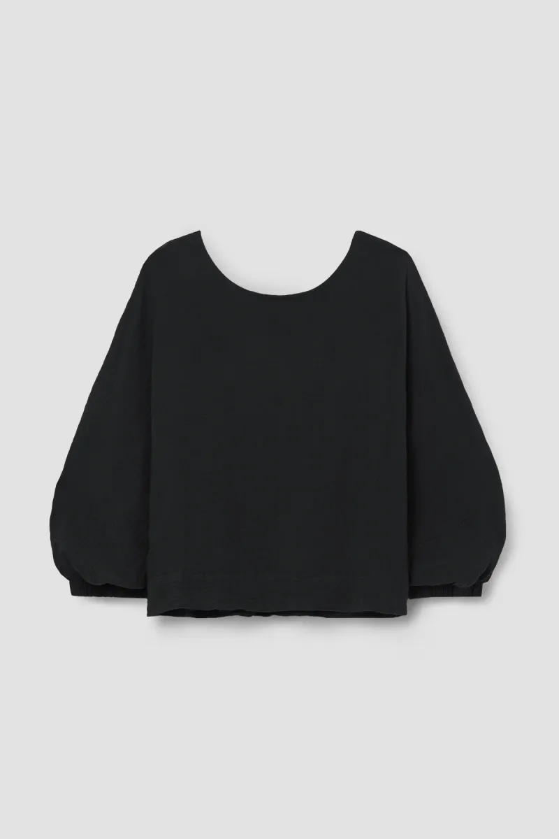 Ivy Organic Cotton Cheesecloth Top in Black