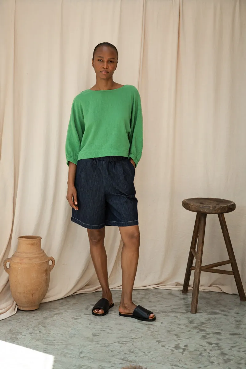 Ivy Organic Cotton Cheesecloth Top in Palm Green 6