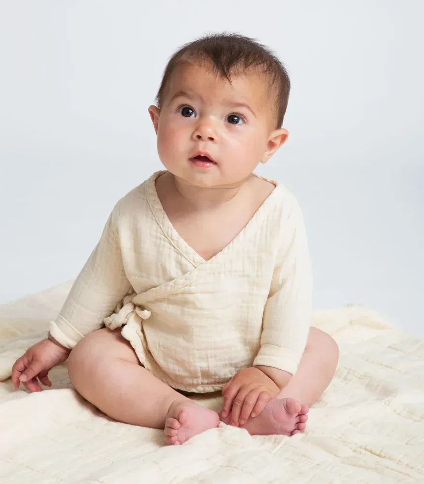 Jael Organic Cotton Baby Top In Ecru