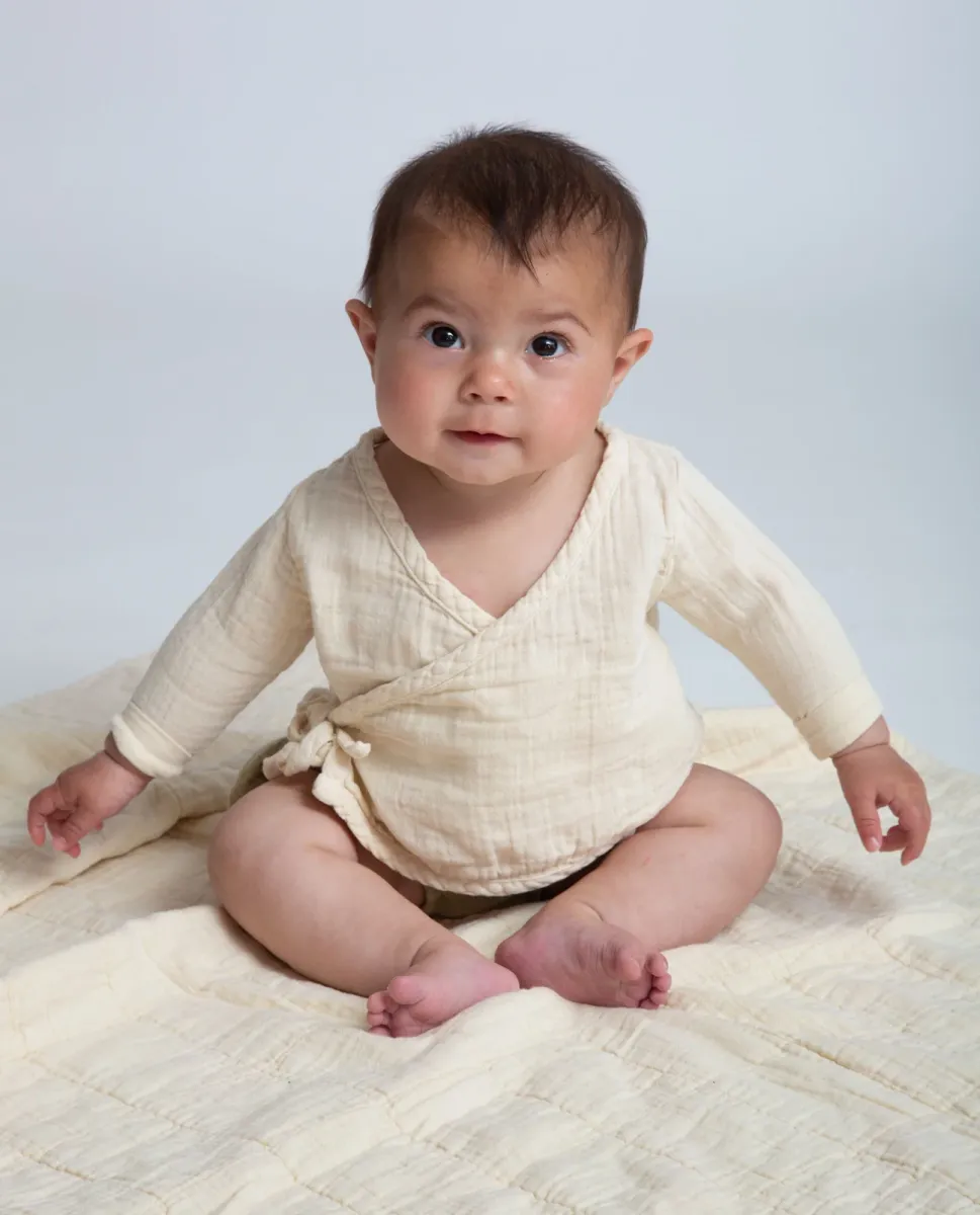 Jael Organic Cotton Baby Top In Ecru 2