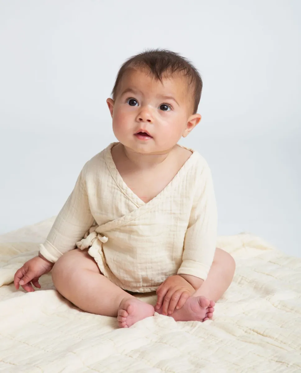 Jael Organic Cotton Baby Top In Ecru 3