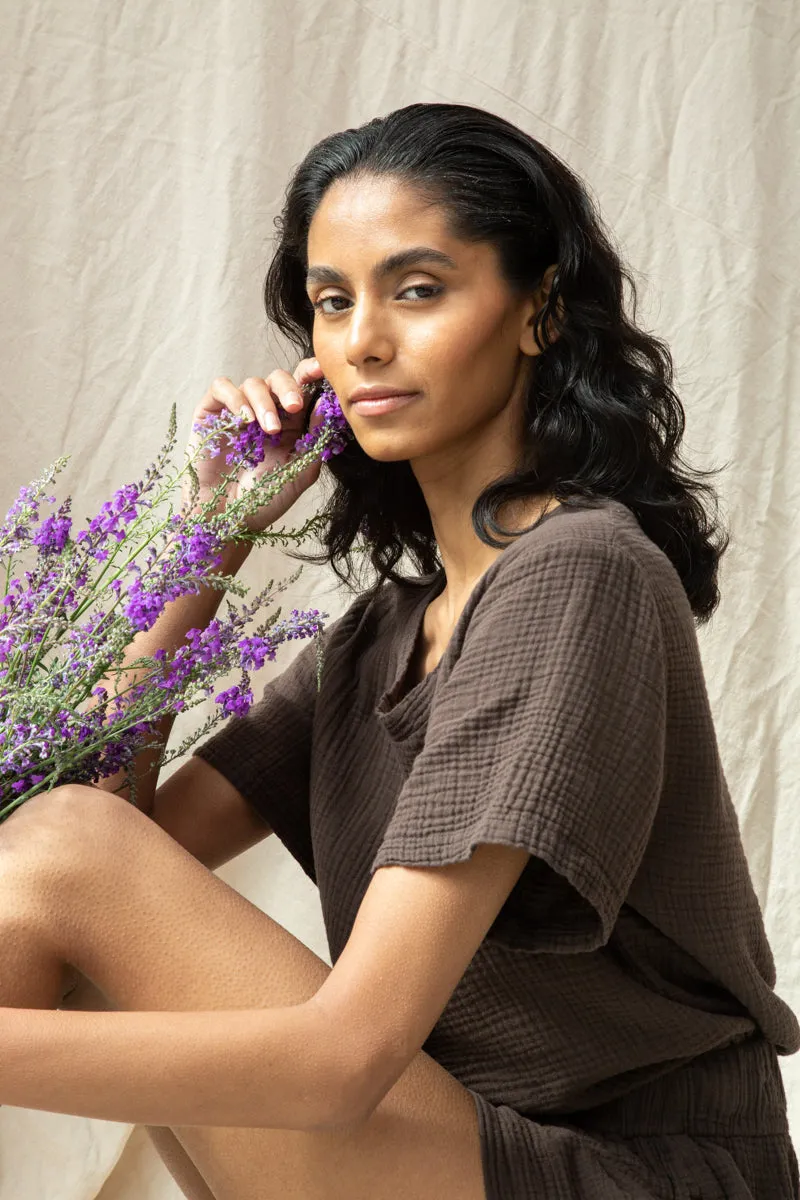 Jayda Organic Cotton Top in Cacao 3