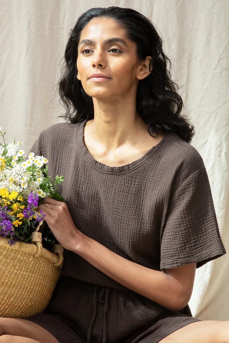 Jayda Organic Cotton Top in Cacao 6