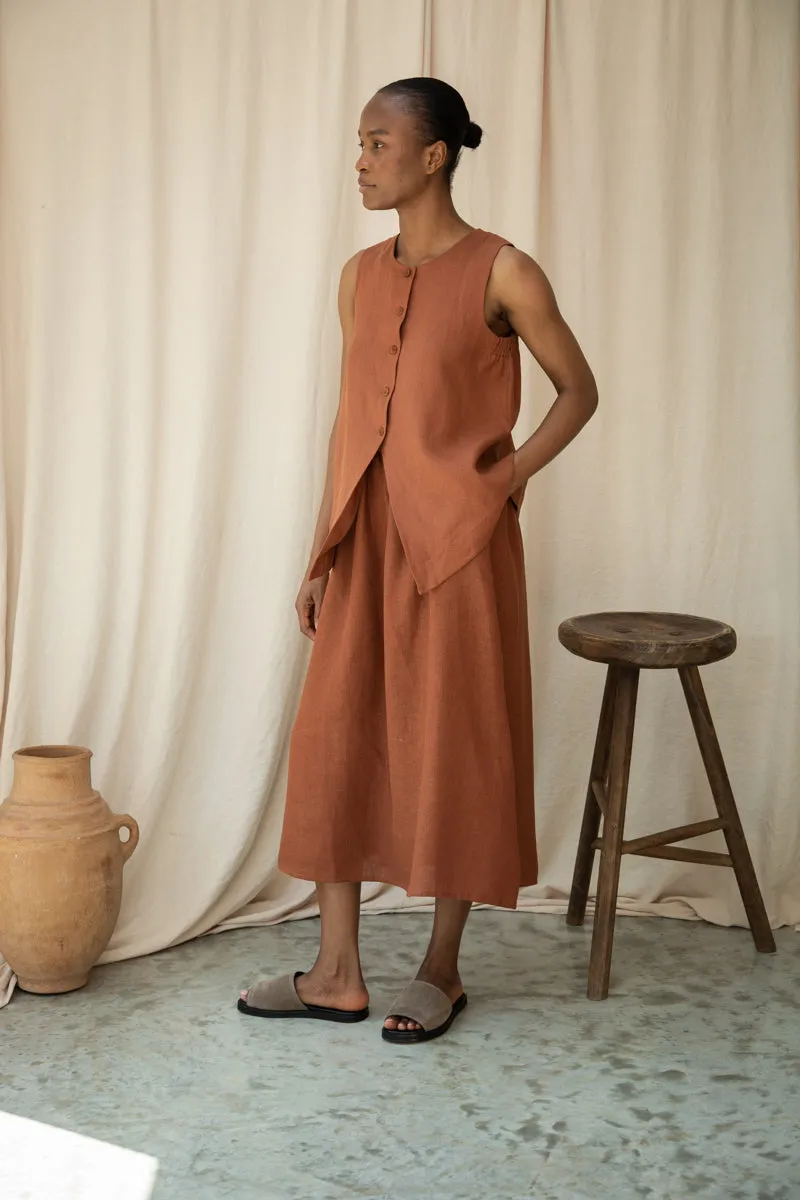 Lyla-May Linen Skirt in Russet 2