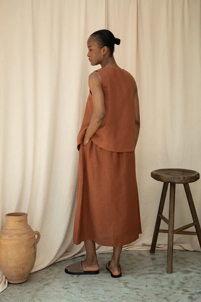 Lyla-May Linen Skirt in Russet 3