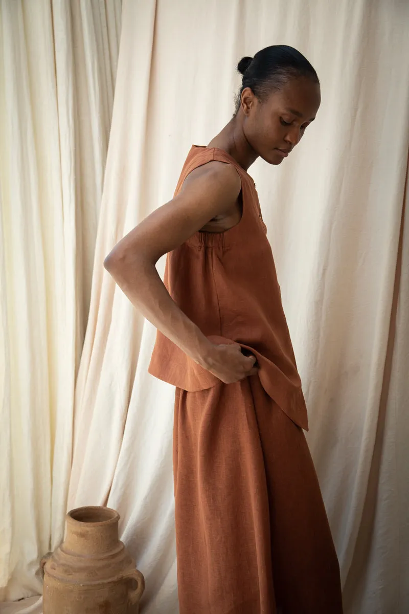 Lyla-May Linen Skirt in Russet 4