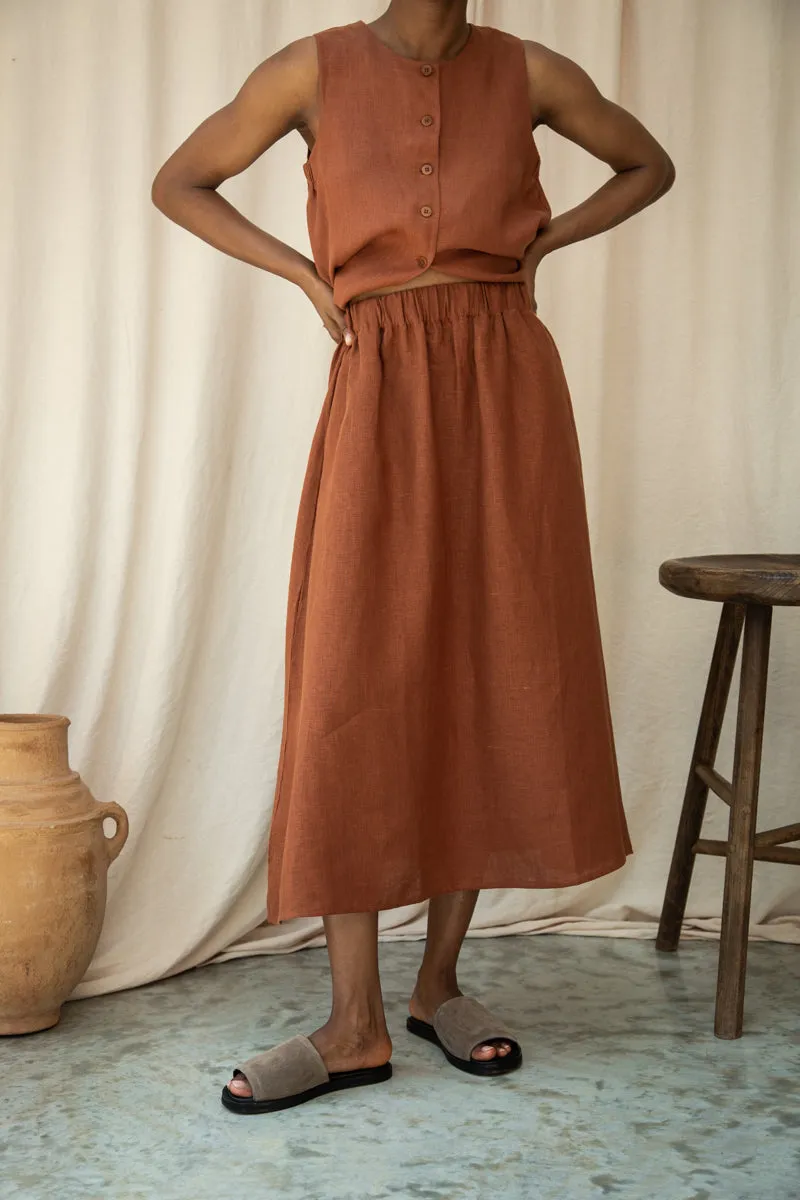 Lyla-May Linen Skirt in Russet 5