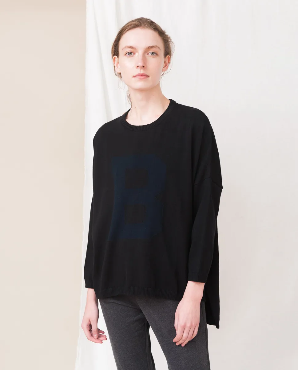 Marlo Organic Cotton Varsity Jumper in Grey S Preloved 3