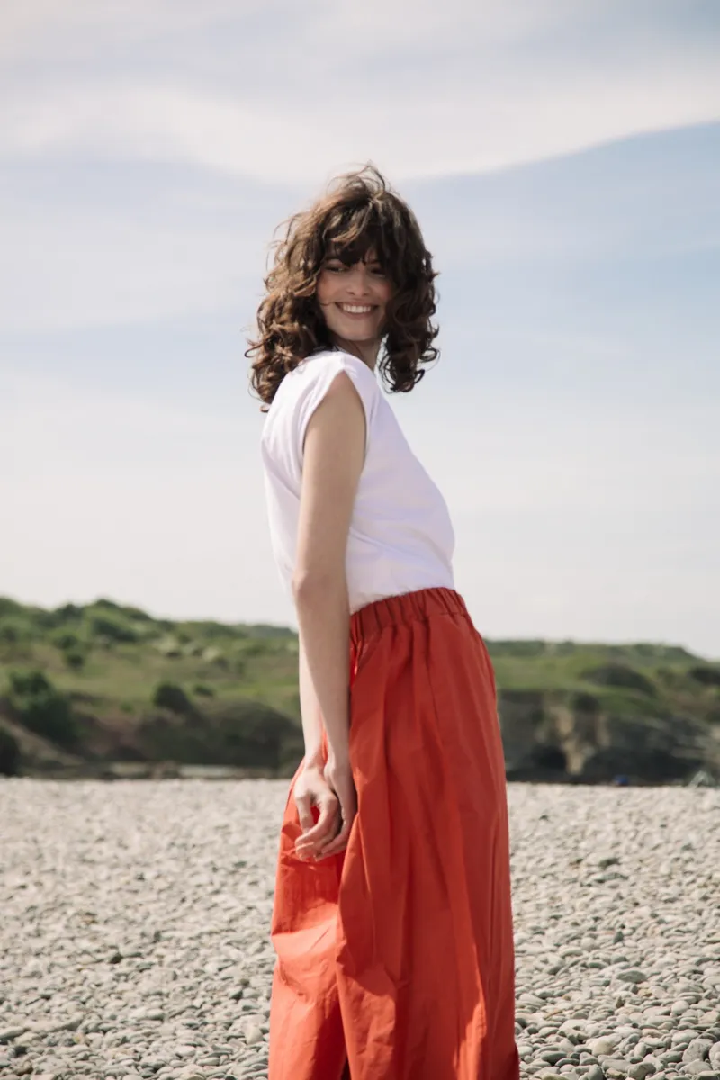 Mazu Organic Cotton Trousers in Rust 3