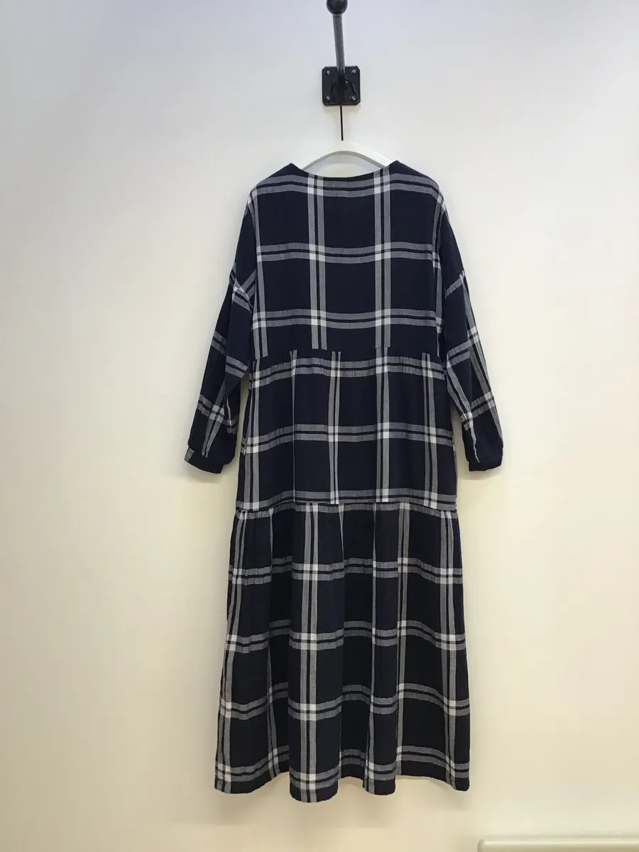 Mirabelle-Kay Organic Cotton Dress in Navy Check XS Preloved 3