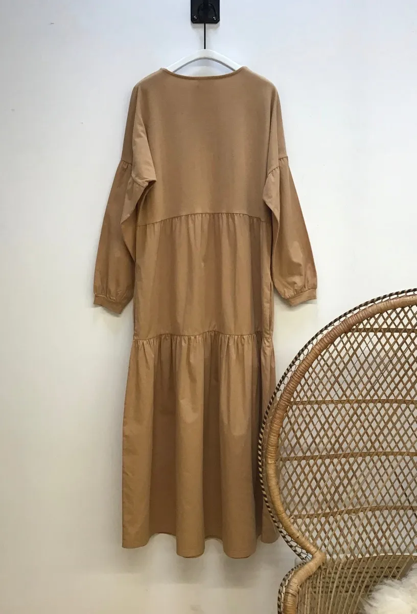 Mirabelle Organic Cotton Dress in Camel XS Preloved 3