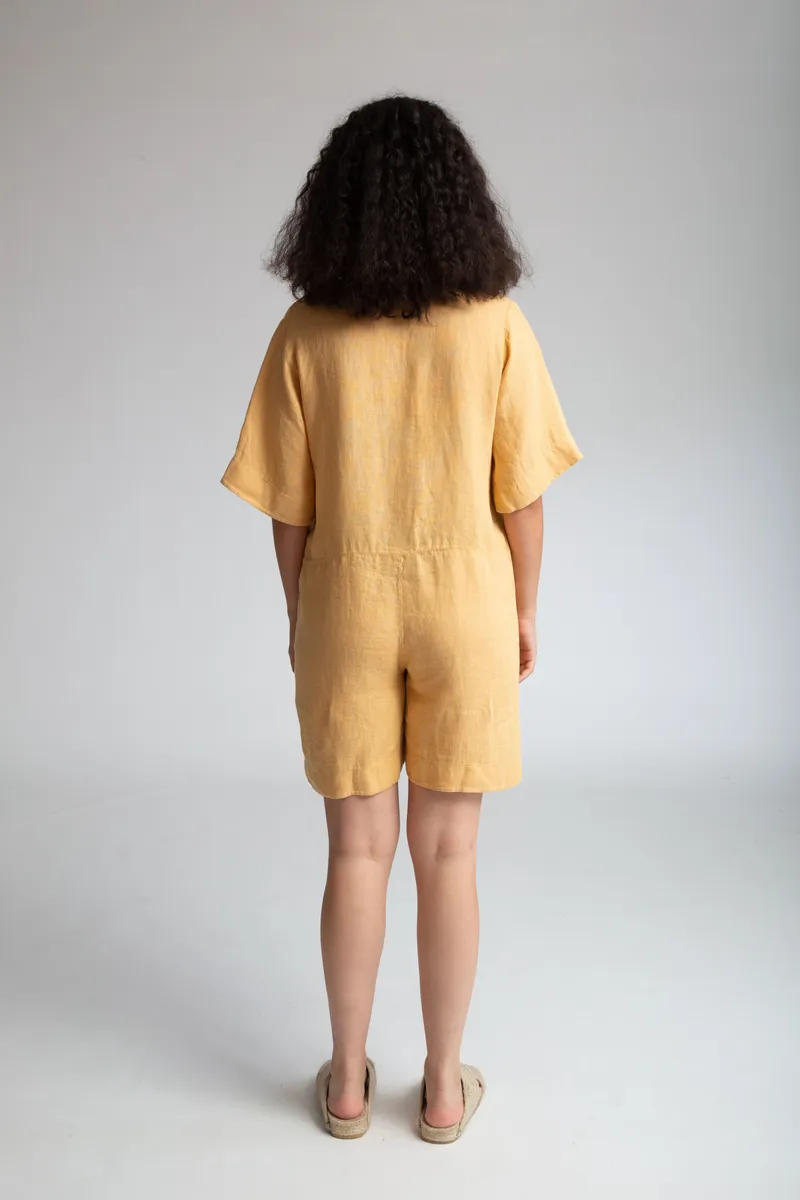Nadia Linen Playsuit In Sunflower 2
