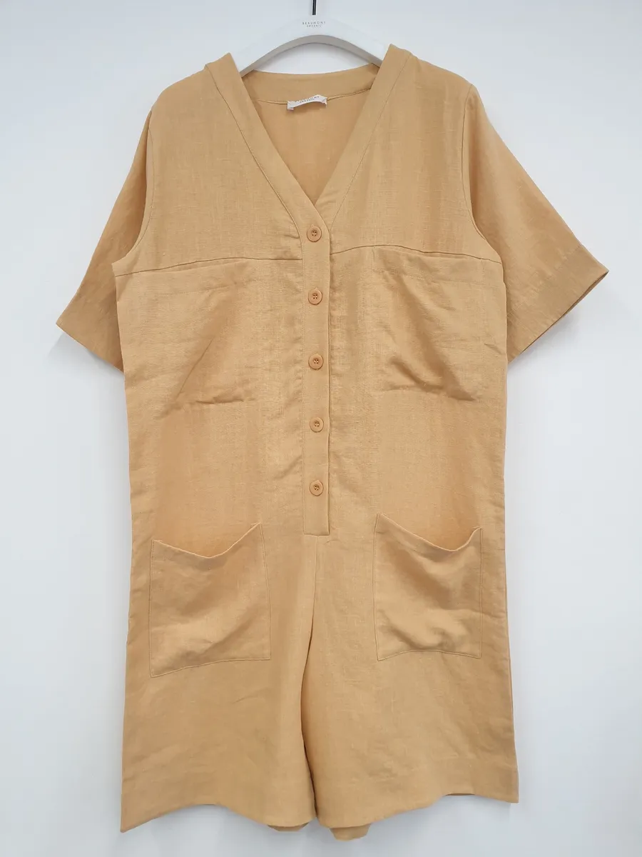Nadia Linen Playsuit In Sunflower 3