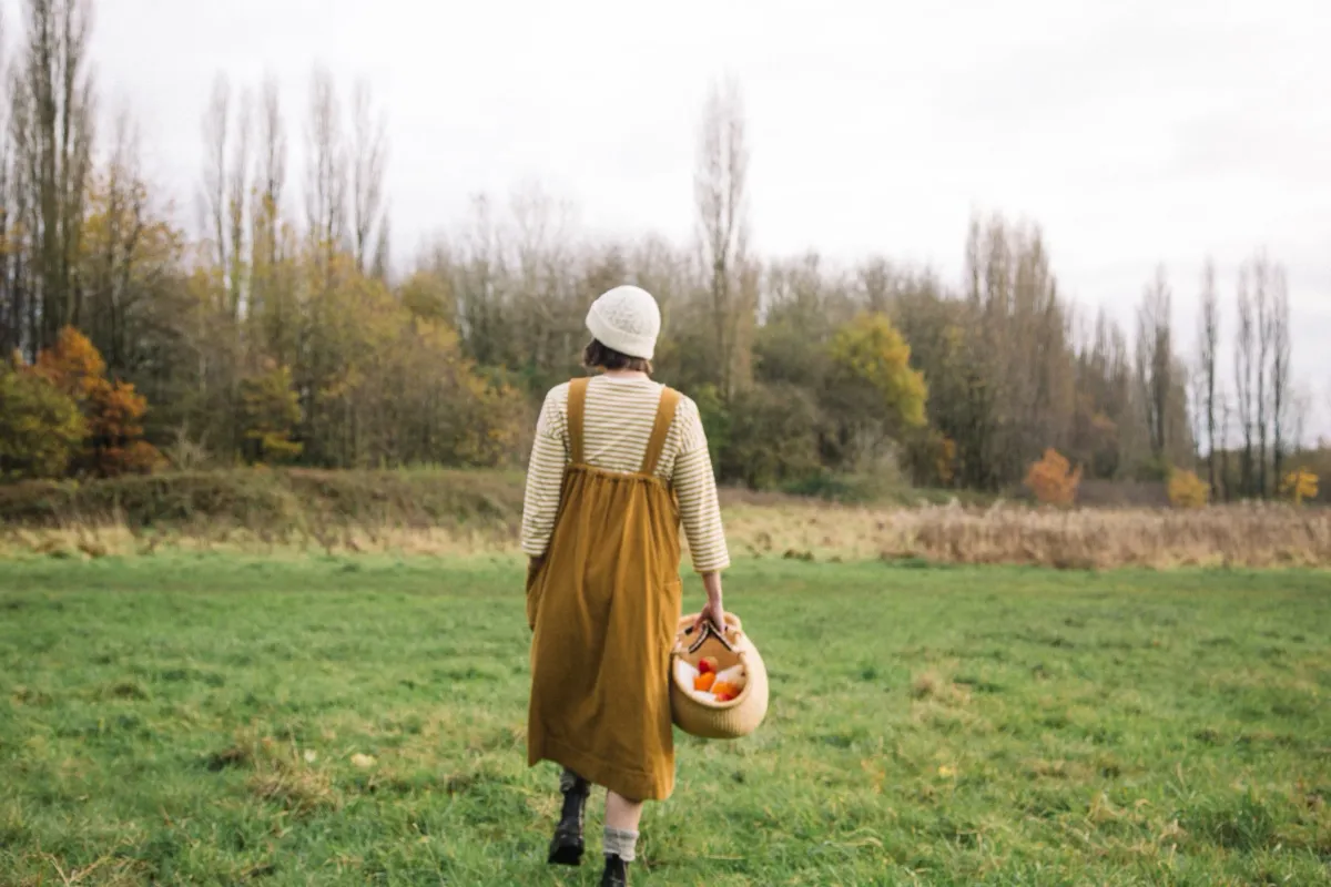 Nandina Organic Cotton Cord Dress in Ochre 4