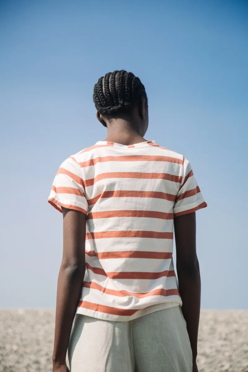 Nori-Sue Organic Cotton Top in Rust and White 2