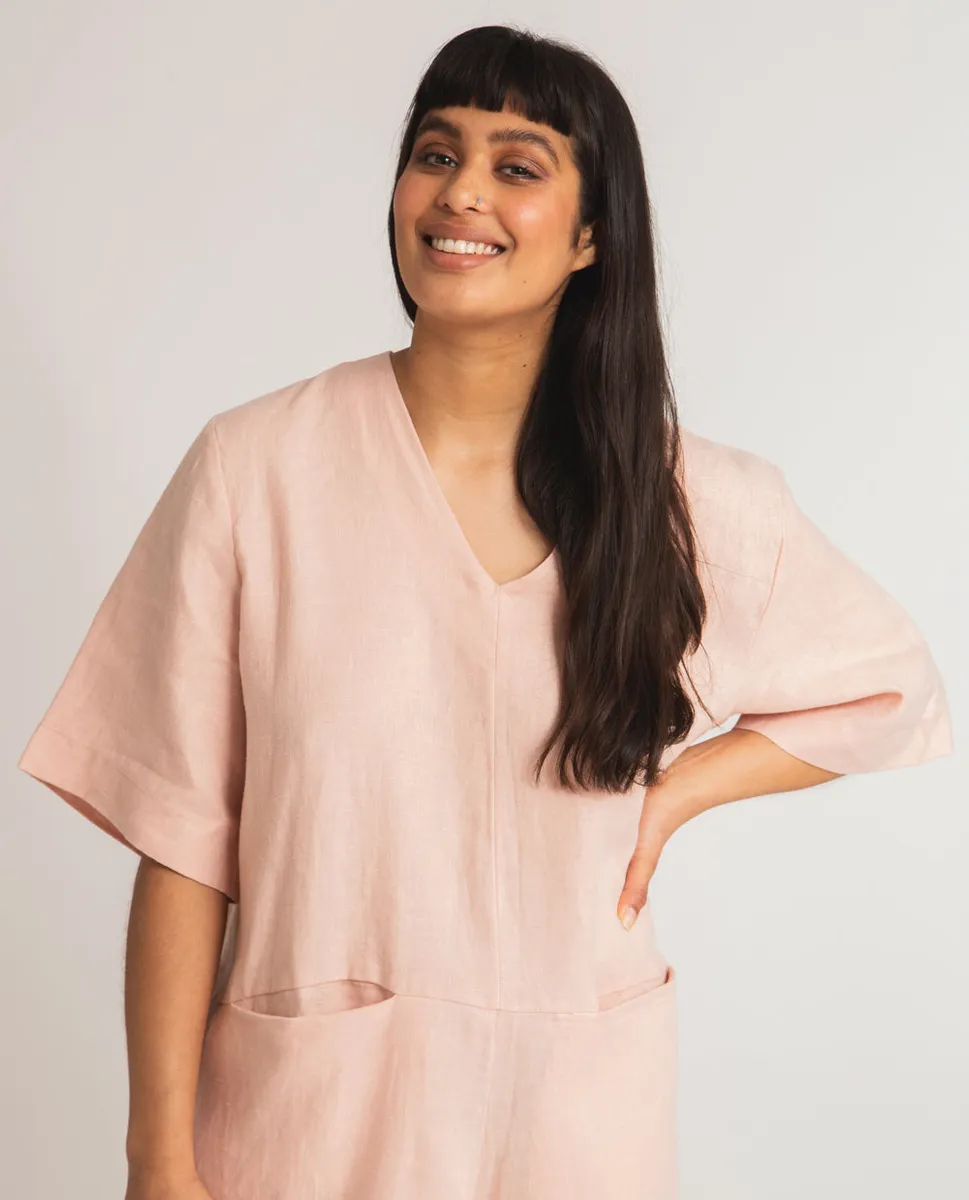 Nova Linen Jumpsuit In Rose 4