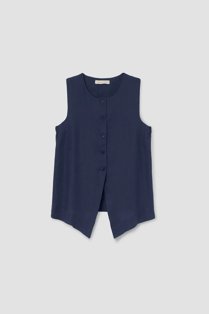 Olivia-May Linen Waistcoat in Midnight
