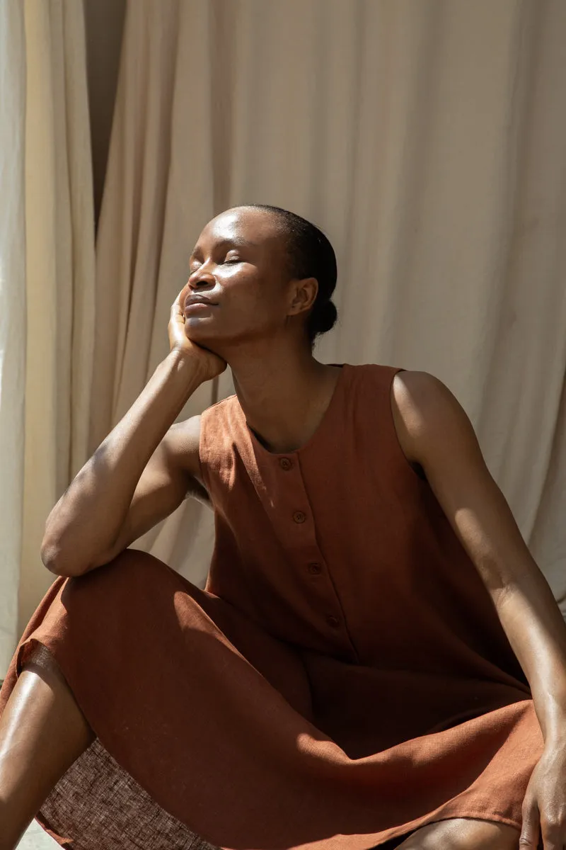 Olivia-May Linen Waistcoat in Russet 6