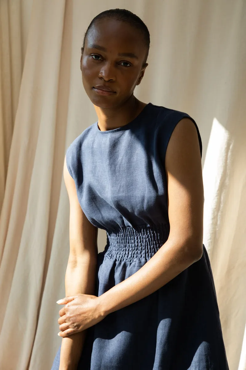 Ottillie-May Linen Dress in Midnight 3