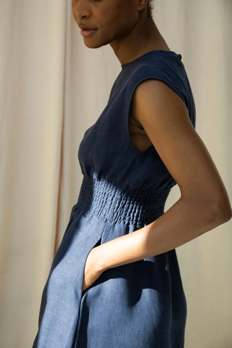 Ottillie-May Linen Dress in Midnight 4