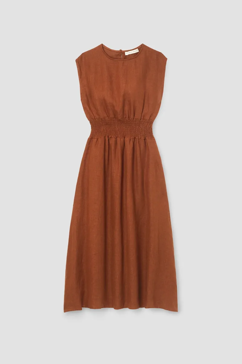 Ottillie-May Linen Dress in Russet