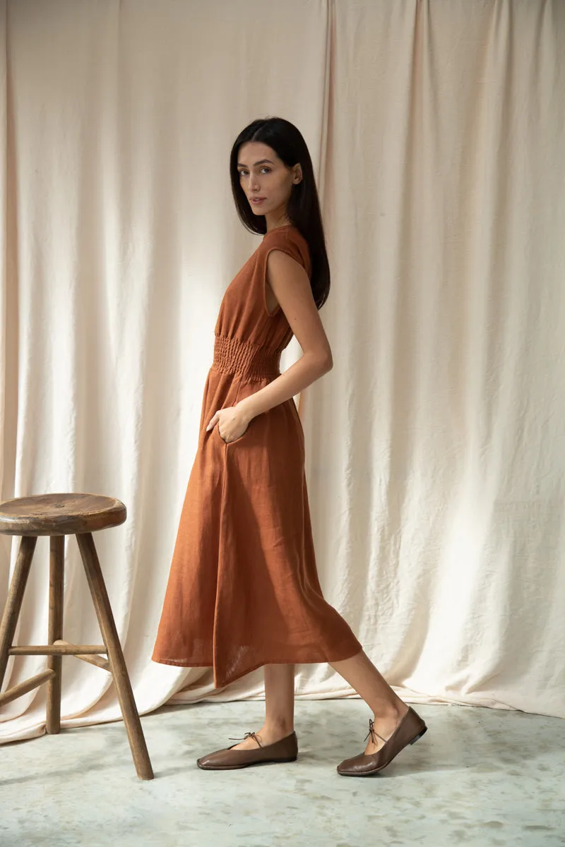 Ottillie-May Linen Dress in Russet 3