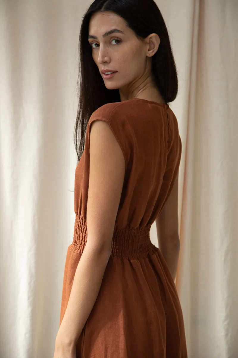 Ottillie-May Linen Dress in Russet 5