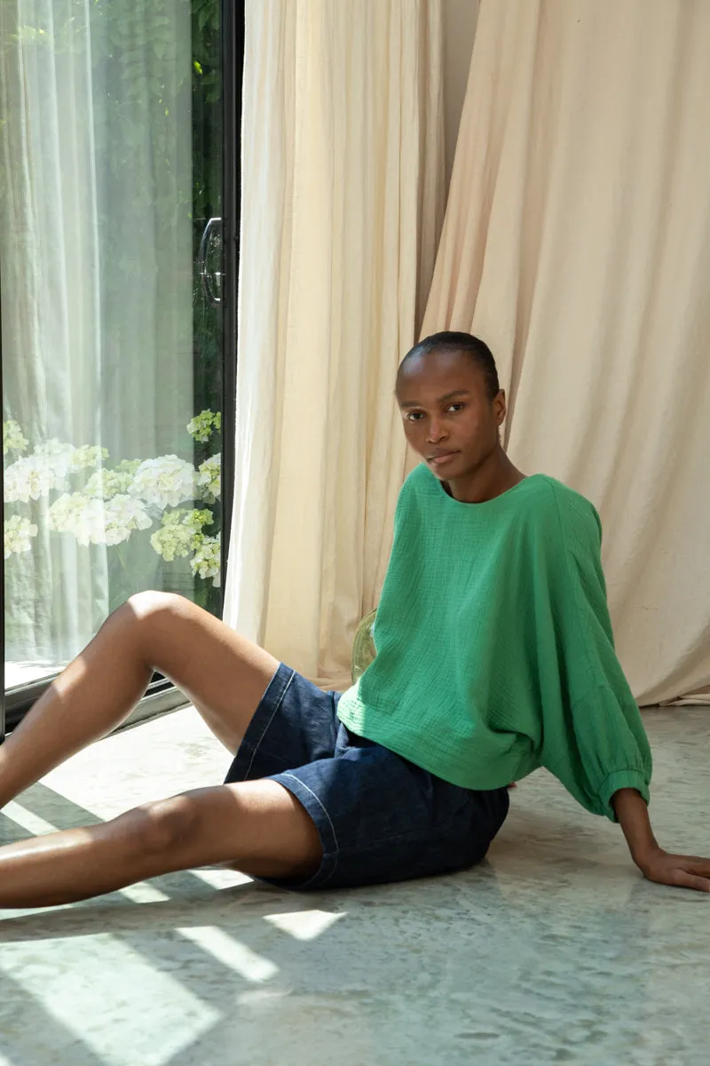 Paola-Leigh Organic Cotton Denim Shorts in Indigo 3