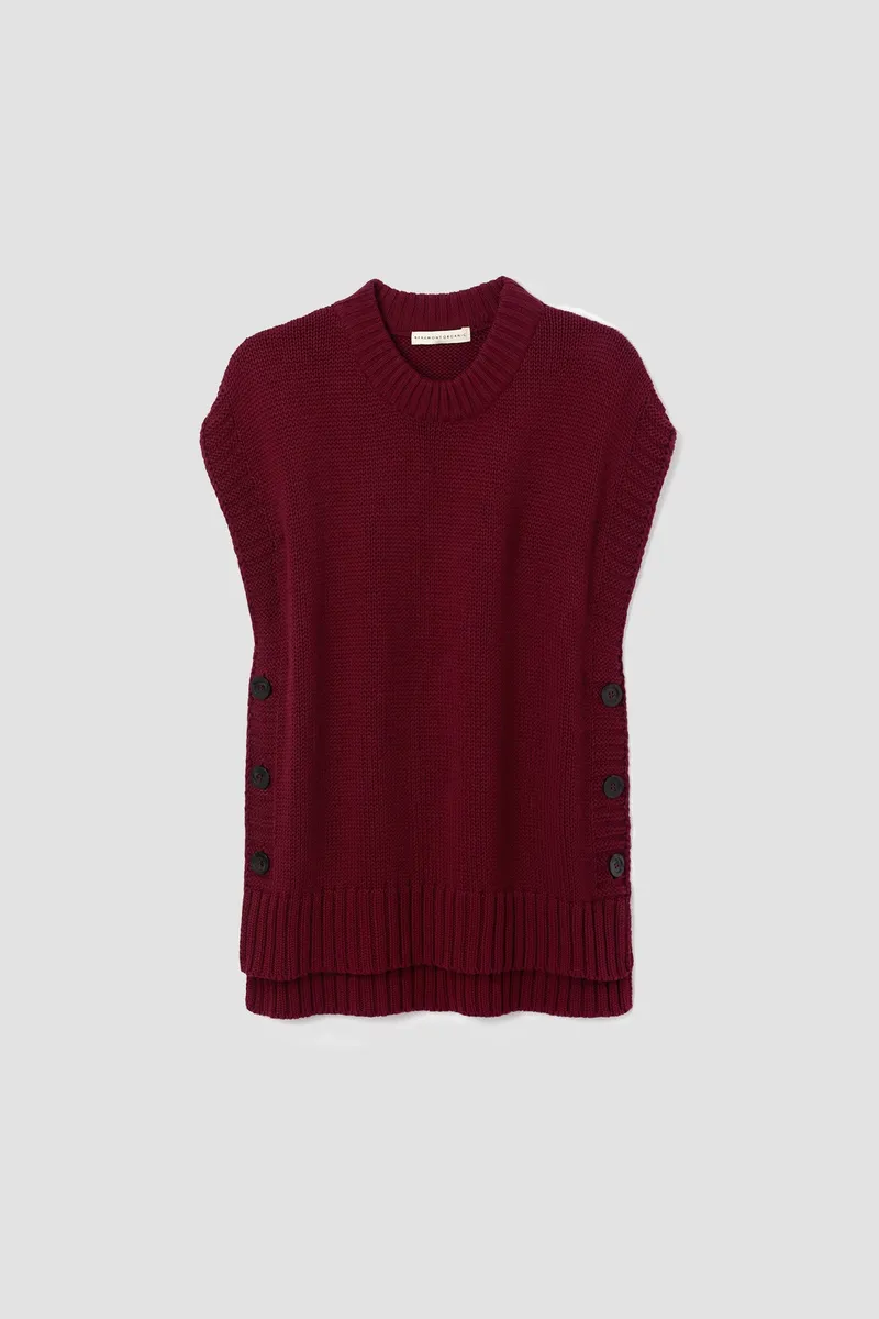 Piper Organic Cotton Knitted Vest in Bordeaux