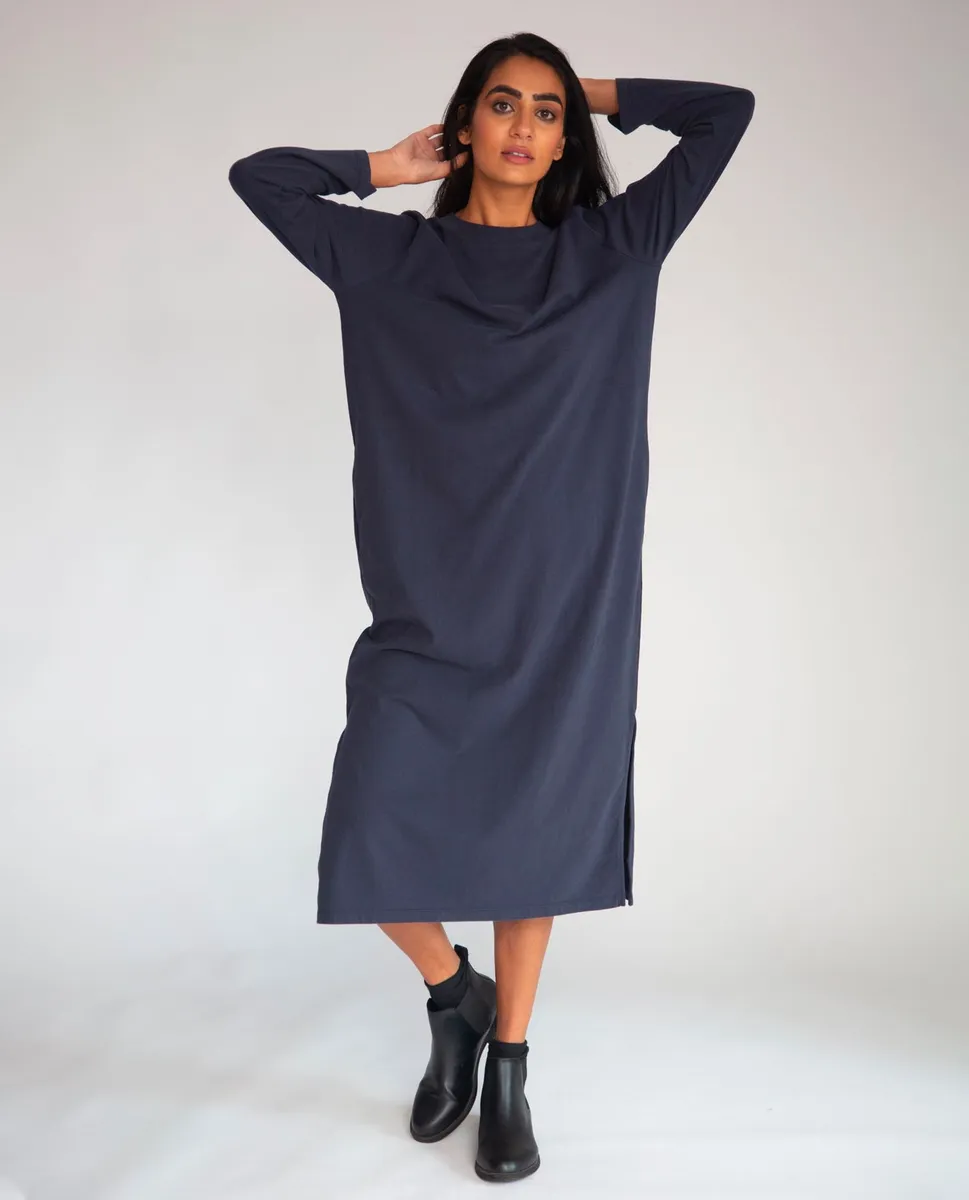 Raina Organic Cotton Dress In Navy 2