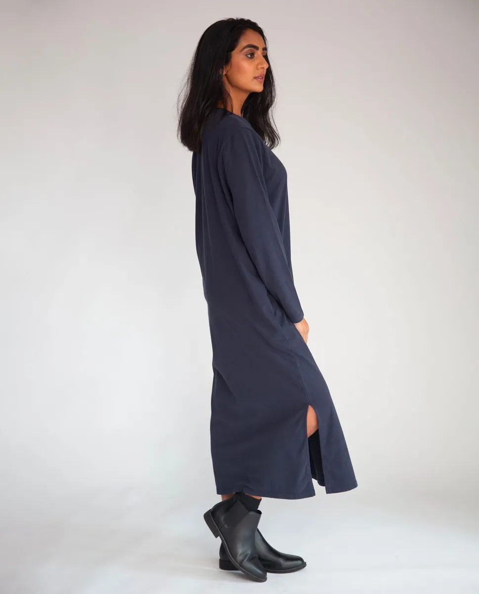 Raina Organic Cotton Dress In Navy 3