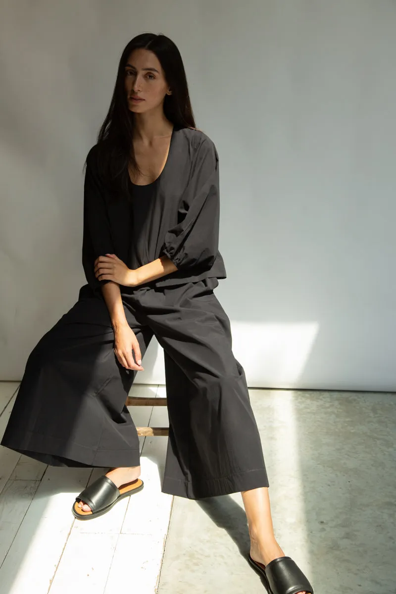 Renee Organic Cotton Poplin Top in Black 5