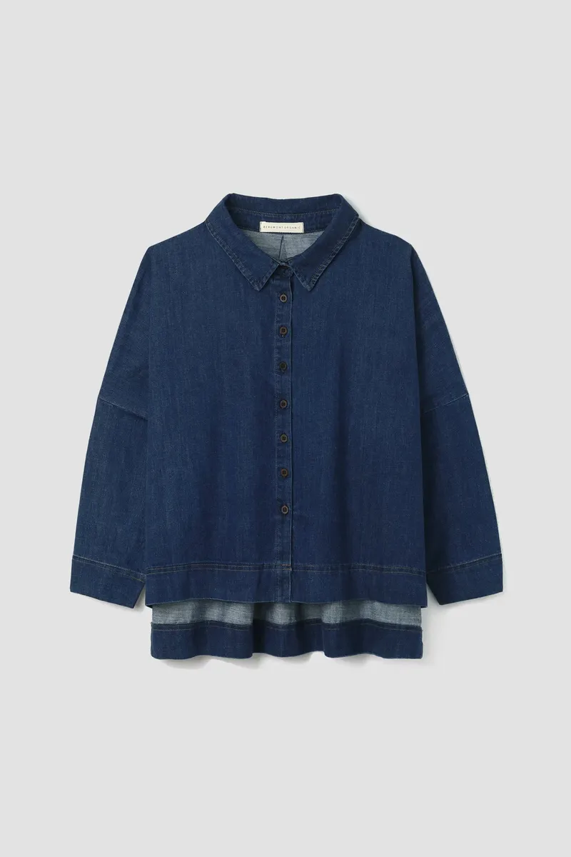 Sadie-Leigh Organic Cotton Denim Shirt in Mid blue