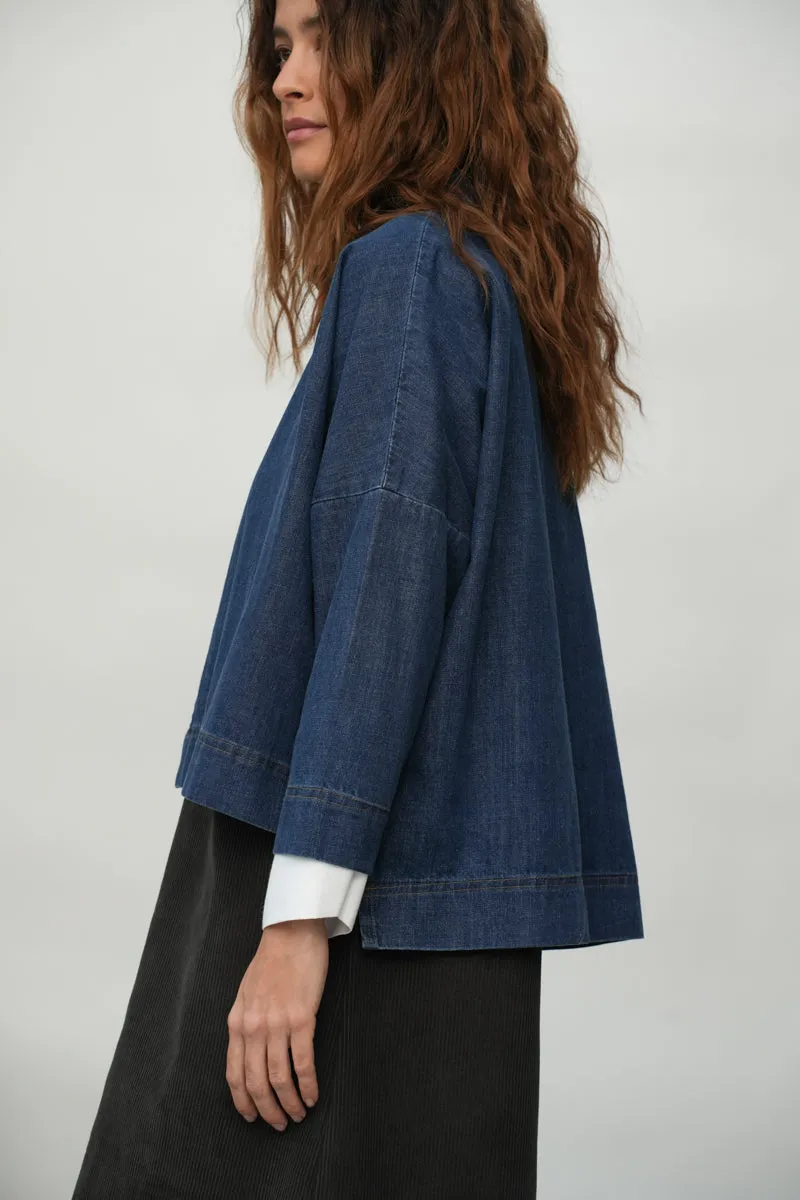 Sadie-Leigh Organic Cotton Denim Shirt in Mid blue 2