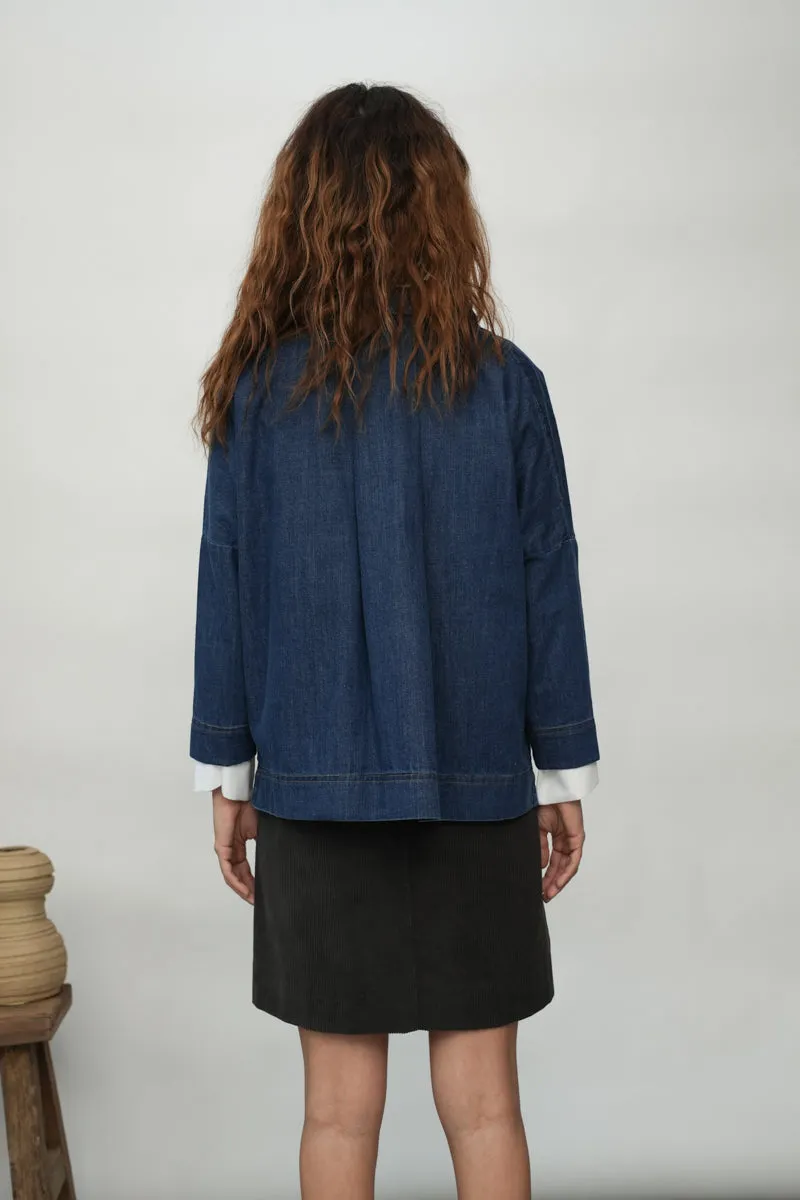 Sadie-Leigh Organic Cotton Denim Shirt in Mid blue 4