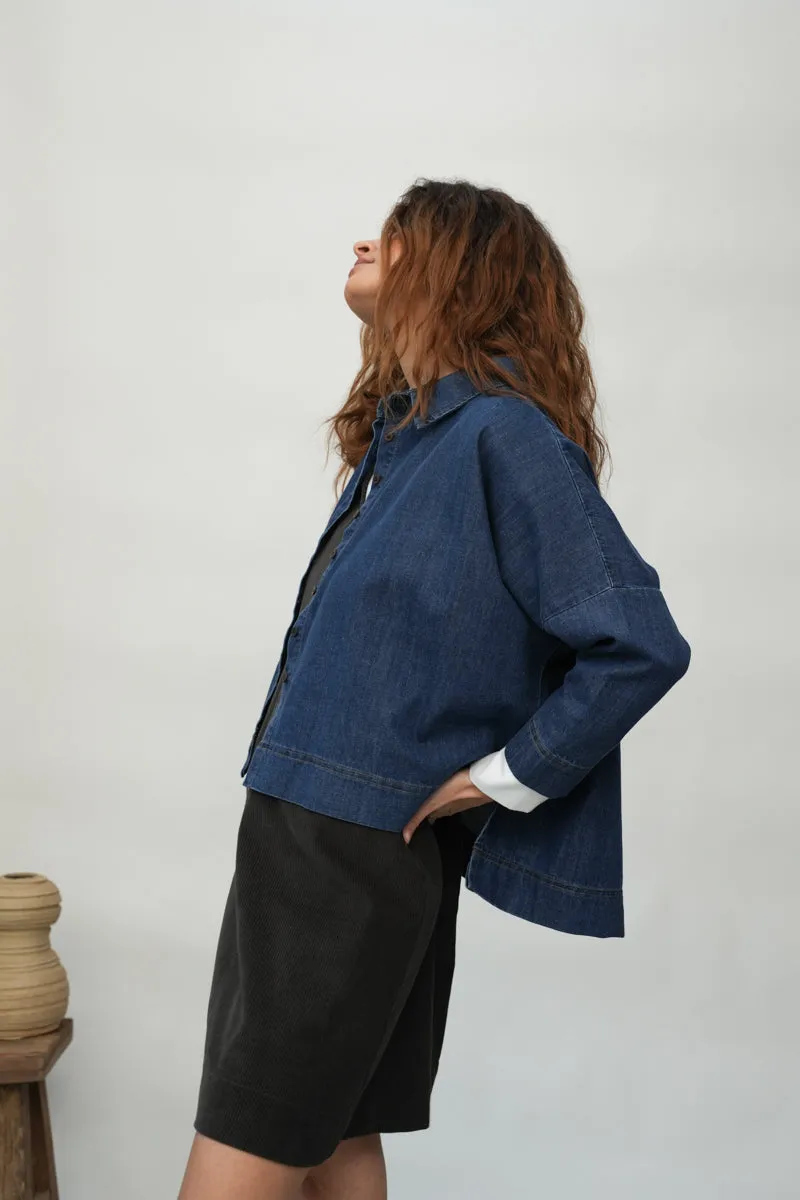 Sadie-Leigh Organic Cotton Denim Shirt in Mid blue 5
