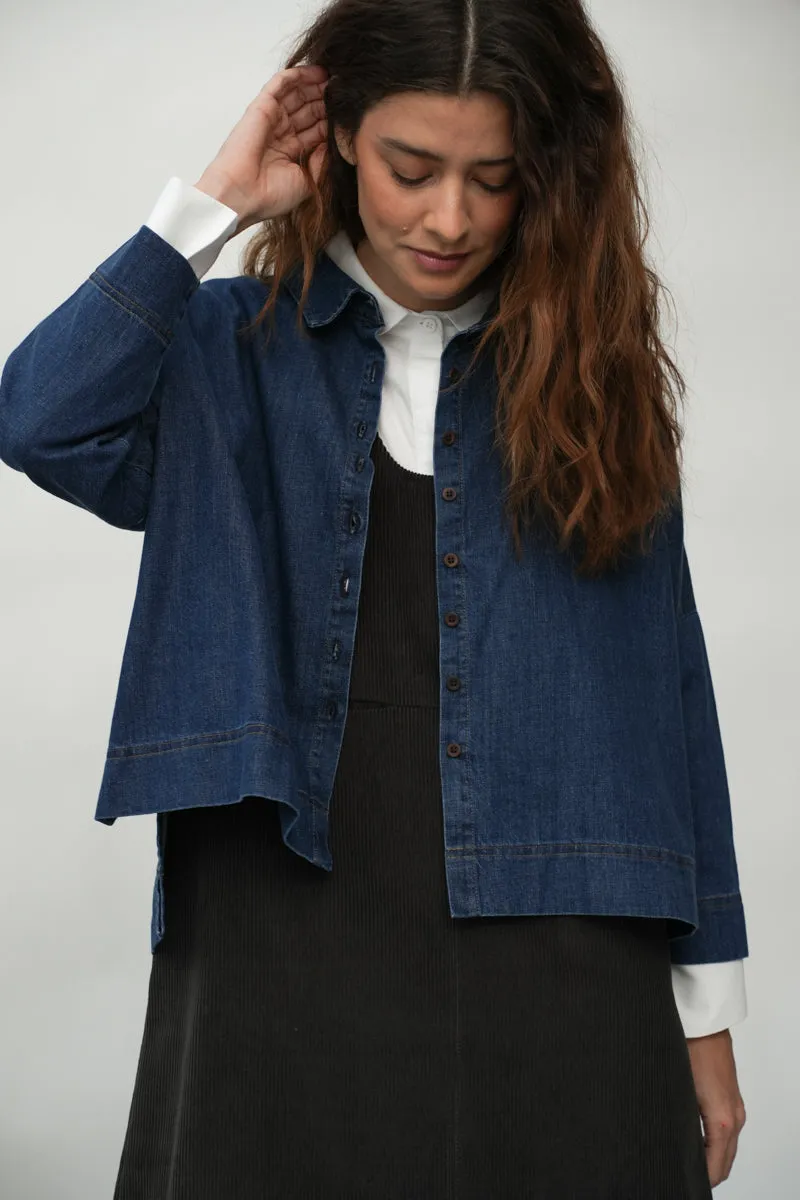 Sadie-Leigh Organic Cotton Denim Shirt in Mid blue 6