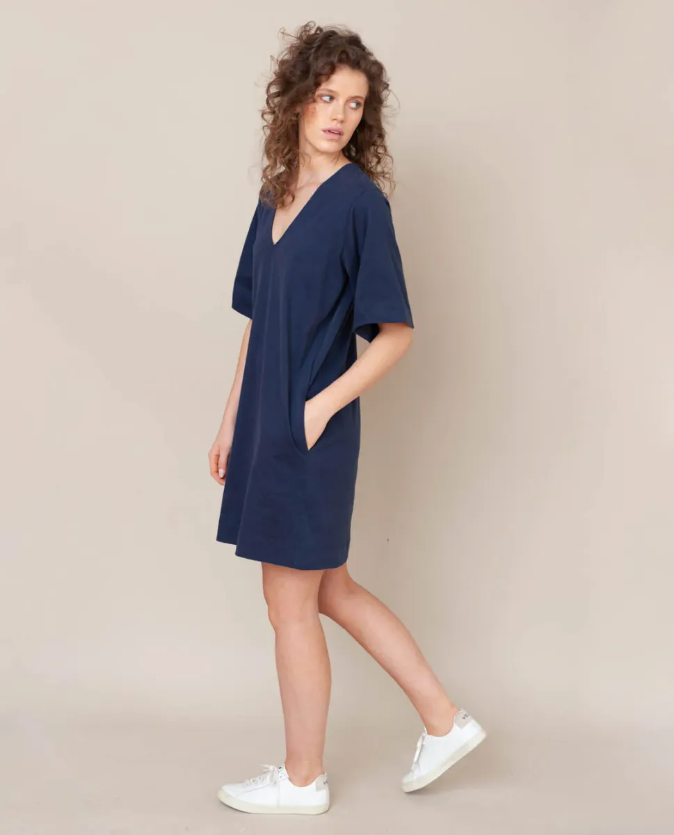 Sasha Organic Cotton Dress In Midnight 3