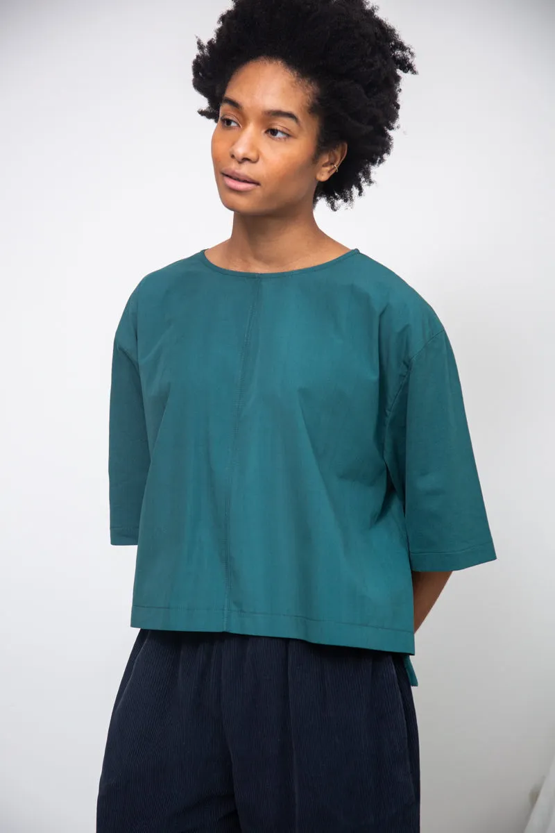Shay Organic Cotton Jersey and Poplin Top in Pine 2
