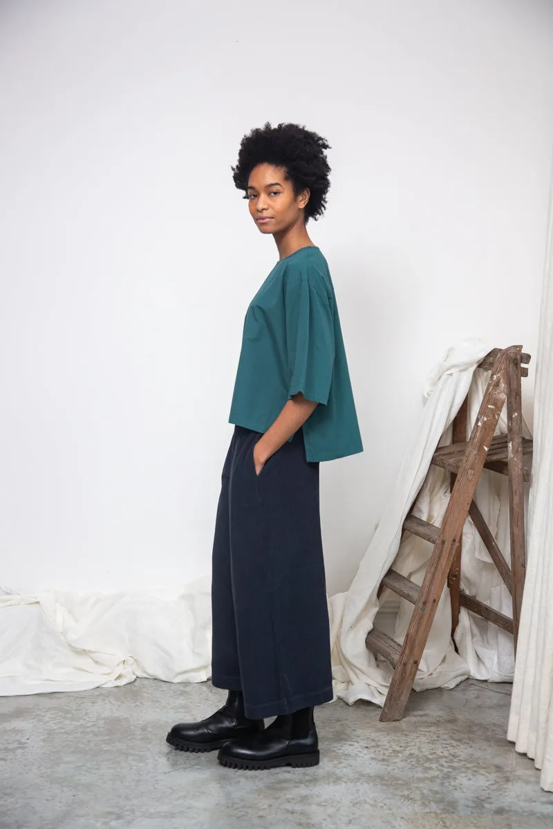 Shay Organic Cotton Jersey and Poplin Top in Pine 3