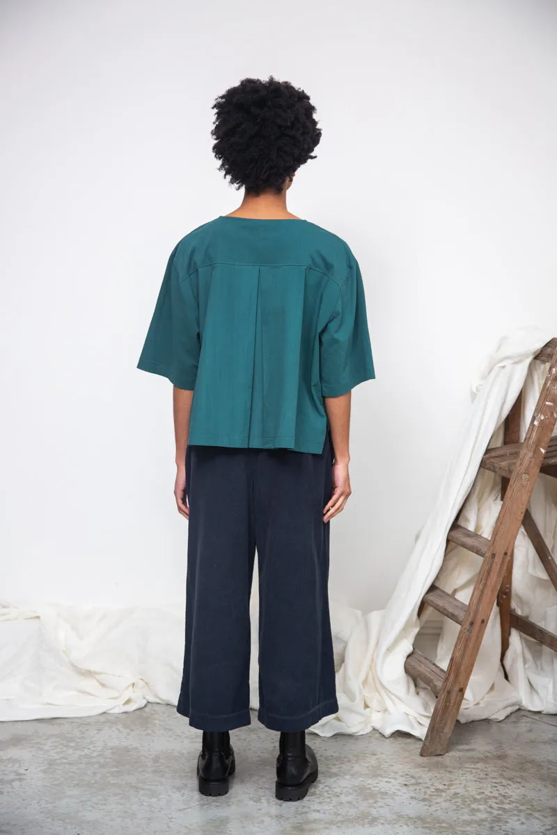 Shay Organic Cotton Jersey and Poplin Top in Pine 4