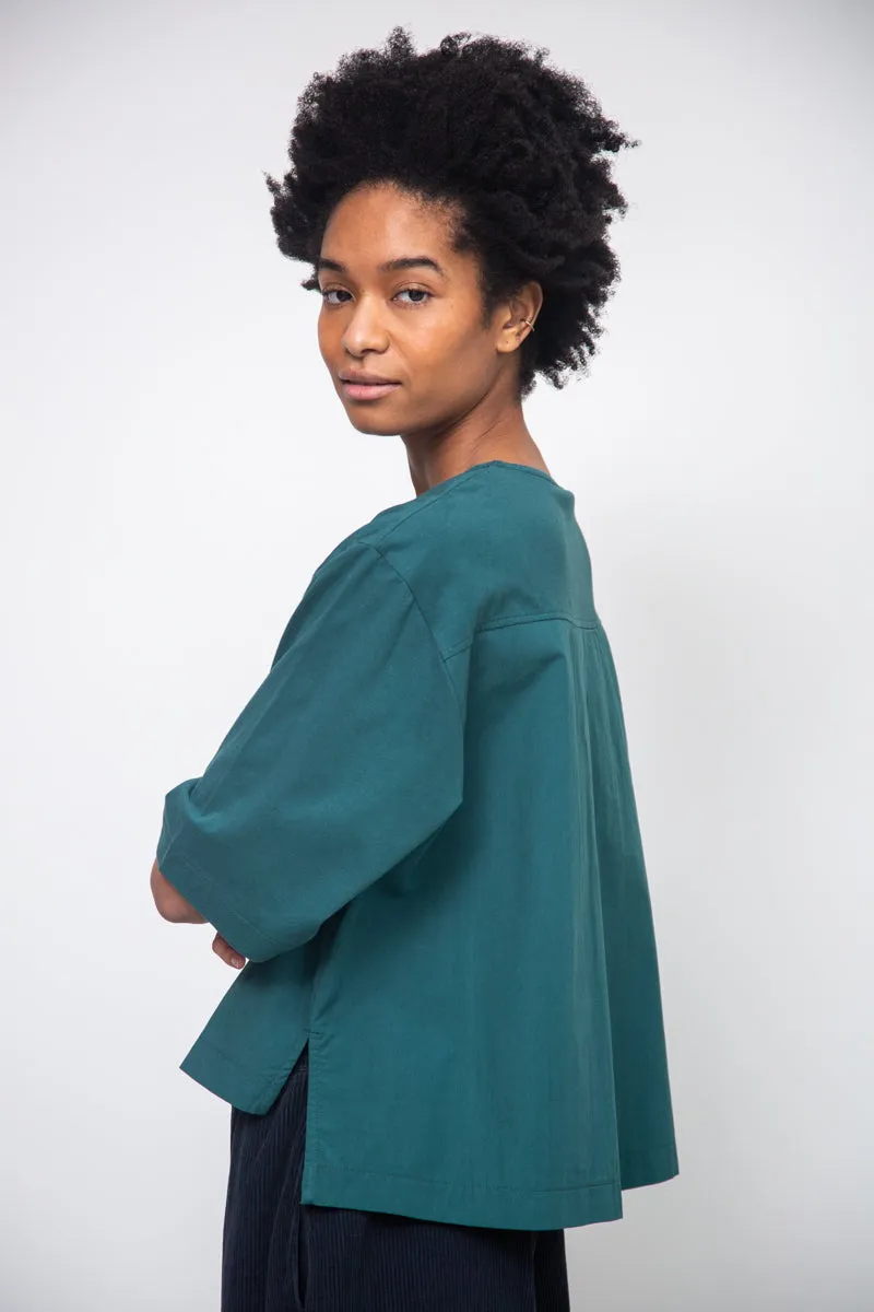 Shay Organic Cotton Jersey and Poplin Top in Pine 5