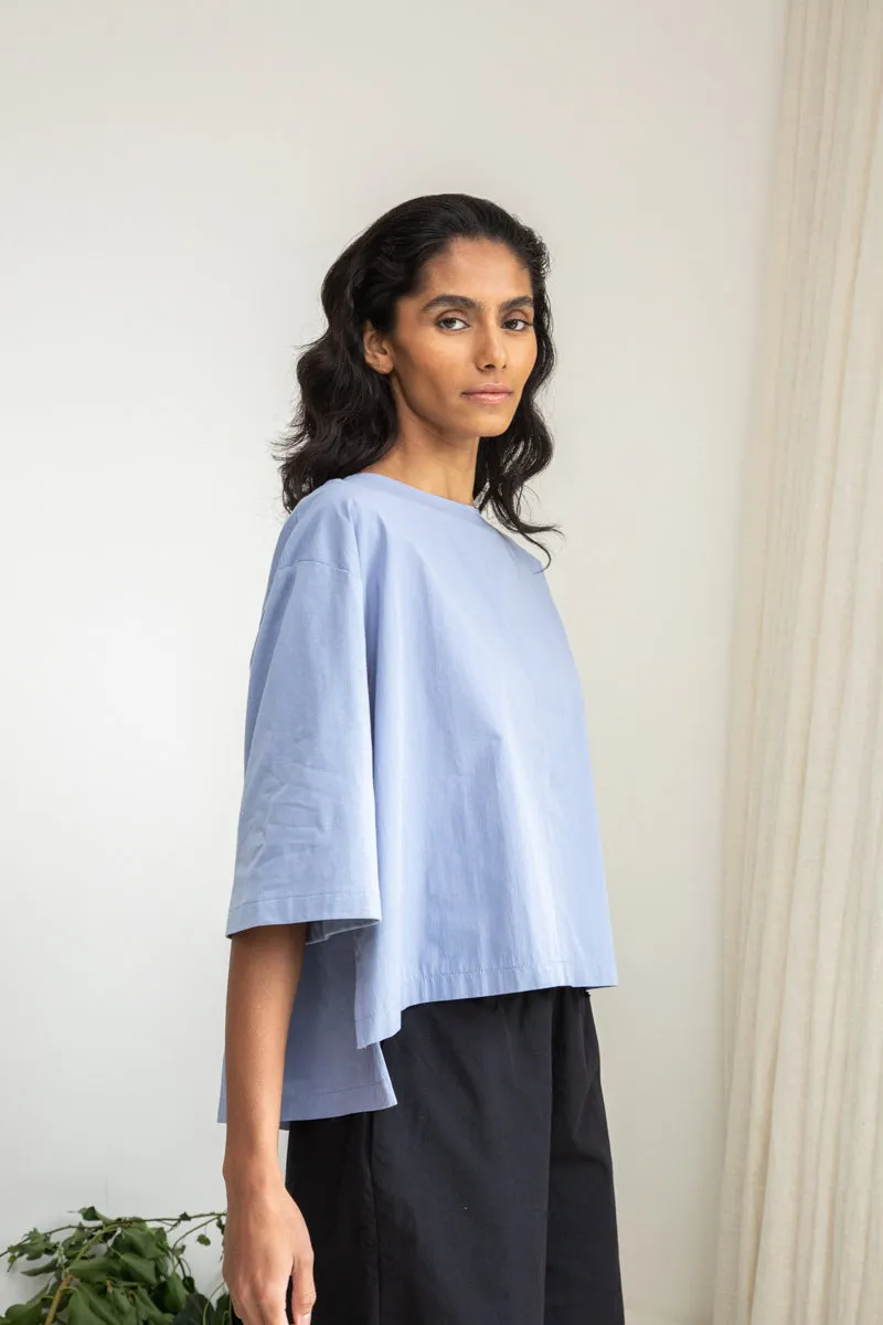 Shay Organic Cotton Top in Washed Blue 3