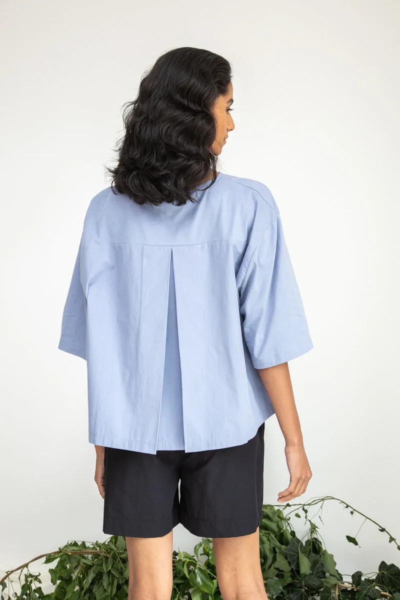 Shay Organic Cotton Top in Washed Blue 4