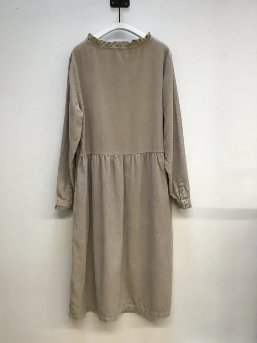 Sheila Corduroy Dress in Light Taupe M Preloved 2