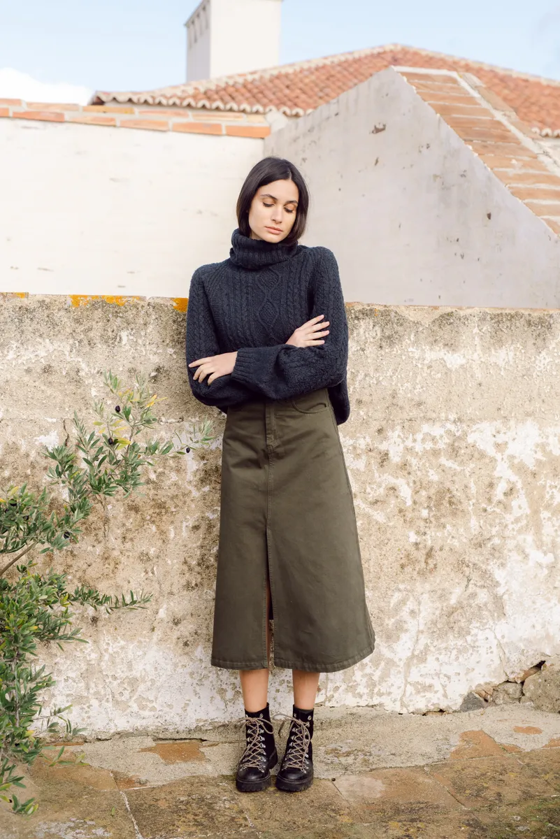 Shelby Organic Cotton Skirt In Army Size L Preloved 2