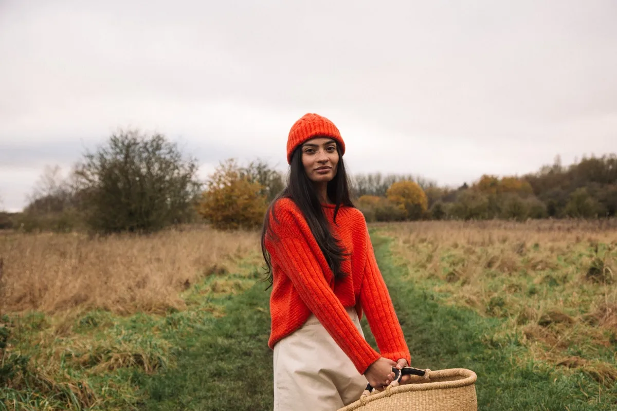 Shika Lambswool Jumper in Flame 2