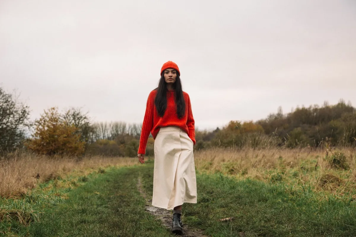 Shika Lambswool Jumper in Flame 4