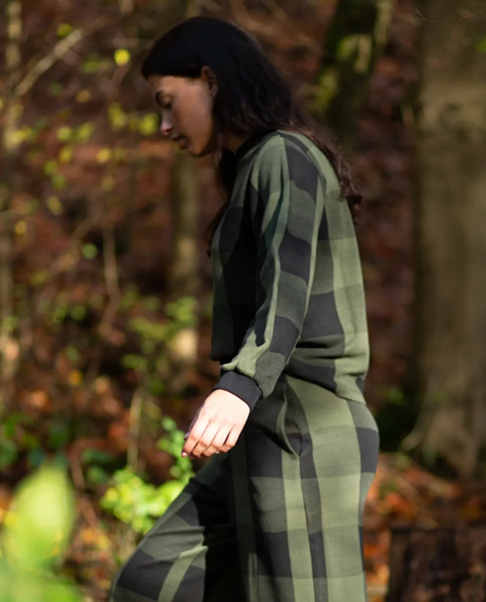 Sierra-Cay Knitted Check Top in Rosin Green and Black Check 3