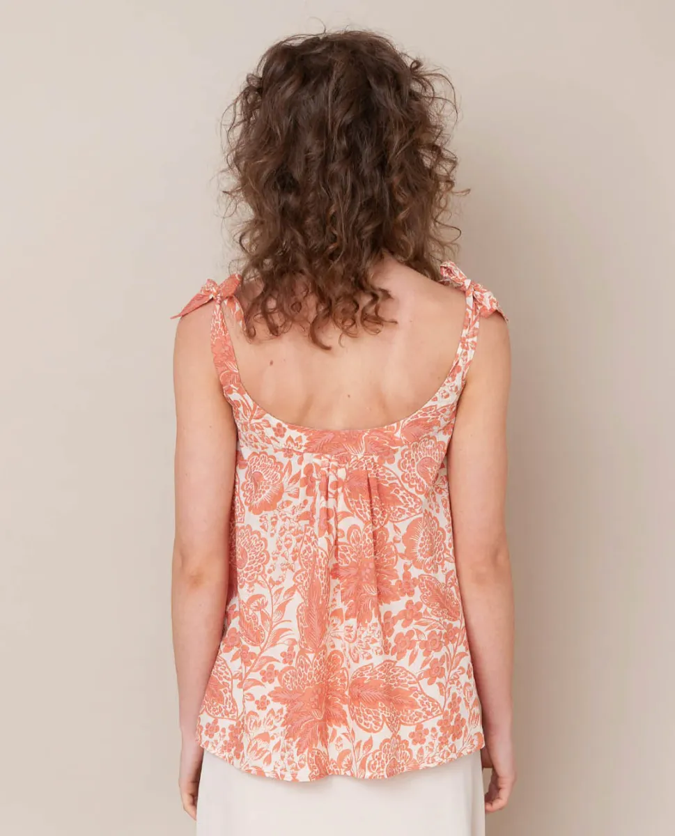 Sita Organic Cotton Top In Pink Print 3